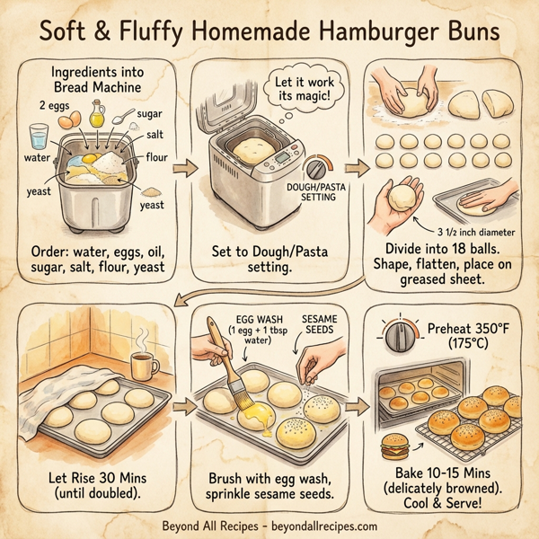Soft and Fluffy Homemade Hamburger Buns instructions