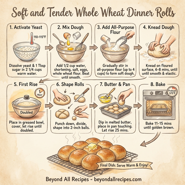 Soft and Tender Whole Wheat Dinner Rolls instructions