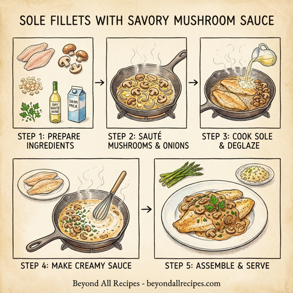 Sole Fillets with Savory Mushroom Sauce instructions