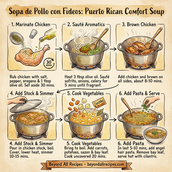 Sopa de Pollo con Fideos: Puerto Rican Comfort Soup instructions