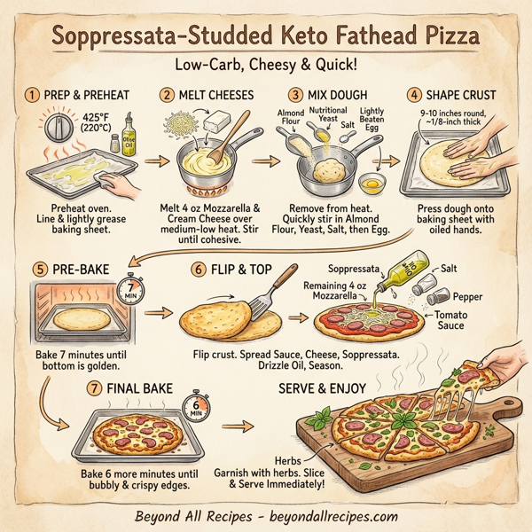 Soppressata-Studded Keto Fathead Pizza instructions