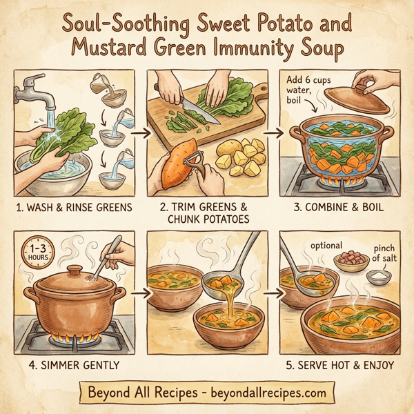 Soul-Soothing Sweet Potato and Mustard Green Immunity Soup instructions