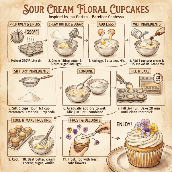 Sour Cream Floral Cupcakes instructions