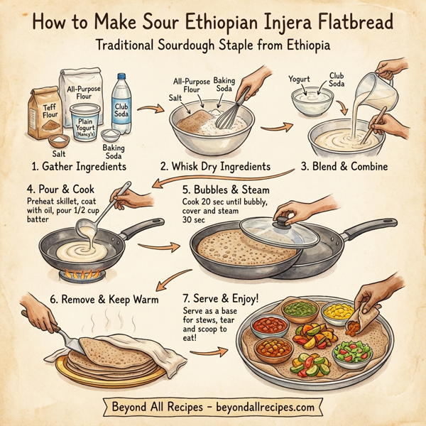 Sour Ethiopian Injera Flatbread instructions