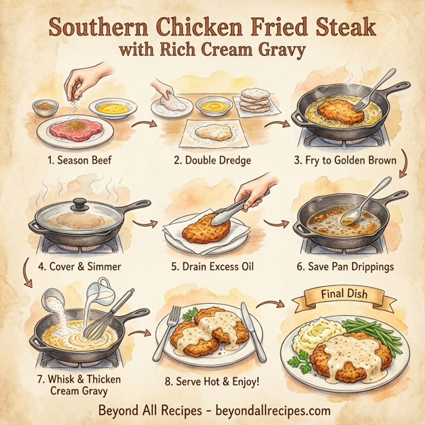 Southern Chicken Fried Steak with Rich Cream Gravy instructions