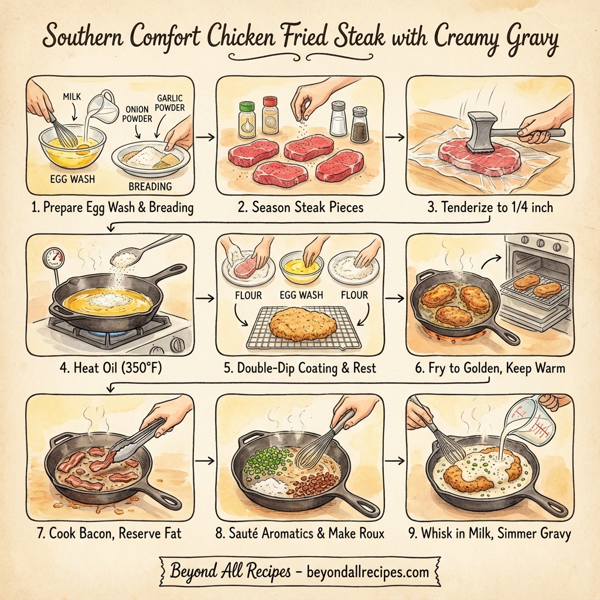 Southern Comfort Chicken Fried Steak with Creamy Gravy instructions