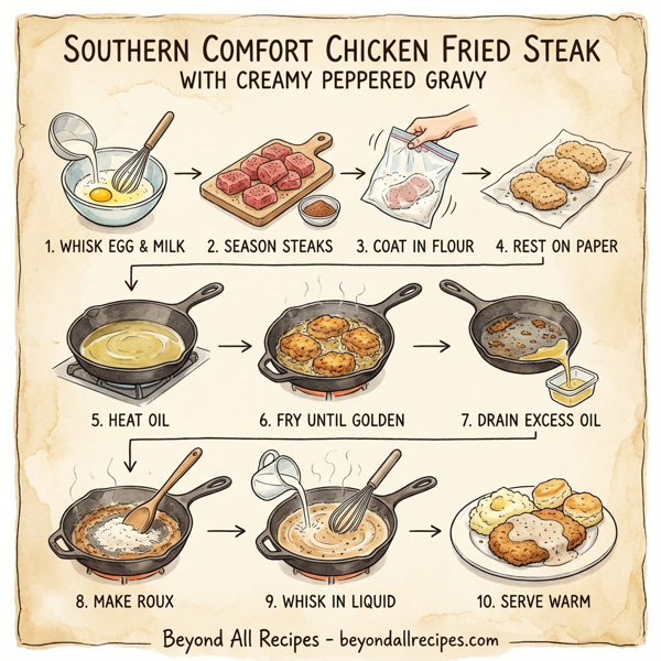 Southern Comfort Chicken Fried Steak with Creamy Peppered Gravy instructions