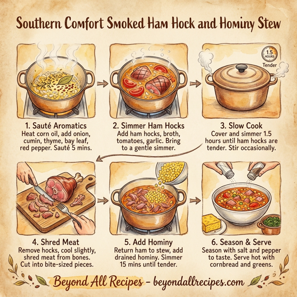 Southern Comfort Smoked Ham Hock and Hominy Stew instructions