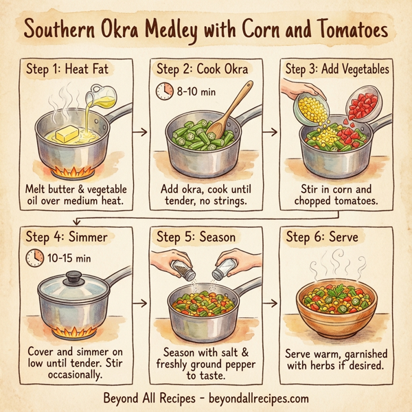 Southern Okra Medley with Corn and Tomatoes instructions