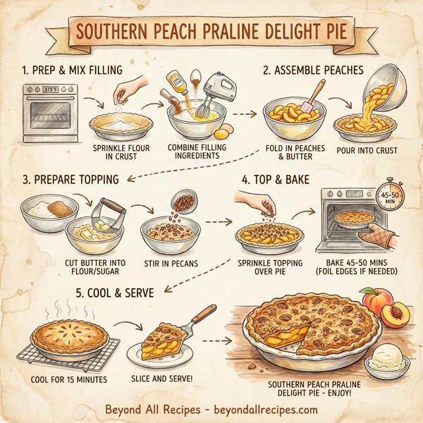 Southern Peach Praline Delight Pie instructions