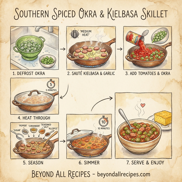 Southern Spiced Okra and Kielbasa Skillet instructions