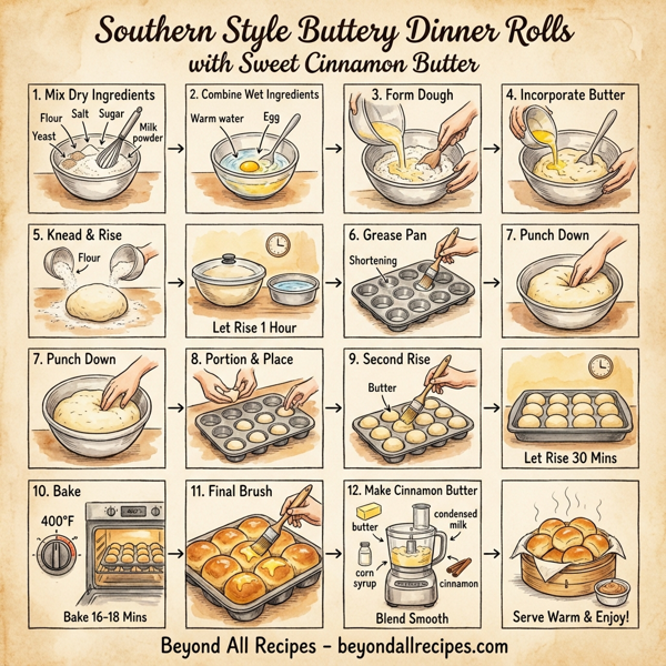 Southern Style Buttery Dinner Rolls with Sweet Cinnamon Butter instructions