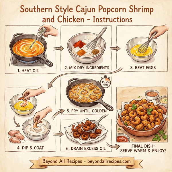 Southern Style Cajun Popcorn Shrimp and Chicken instructions