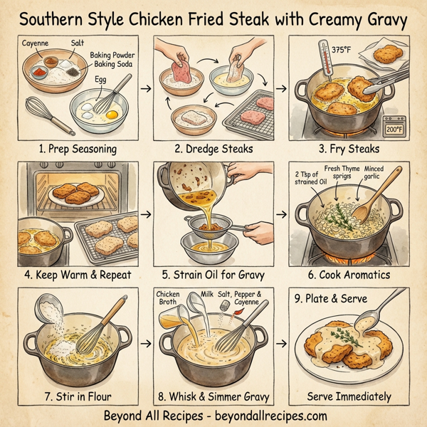 Southern Style Chicken Fried Steak with Creamy Gravy instructions