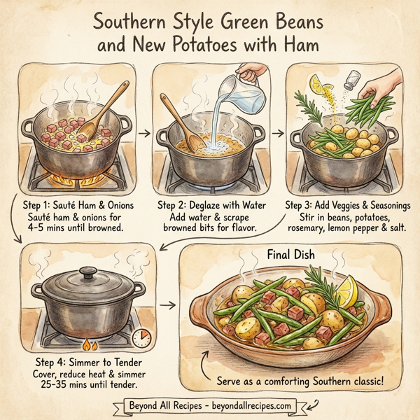 Southern Style Green Beans and New Potatoes with Ham instructions
