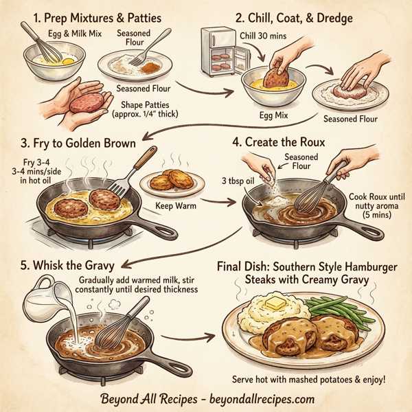 Southern Style Hamburger Steaks with Creamy Gravy instructions