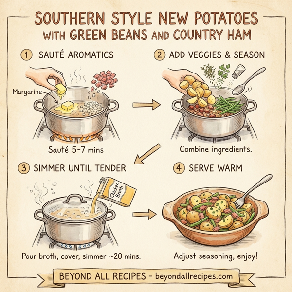 Southern Style New Potatoes with Green Beans and Country Ham instructions