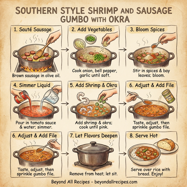 Southern Style Shrimp and Sausage Gumbo with Okra instructions