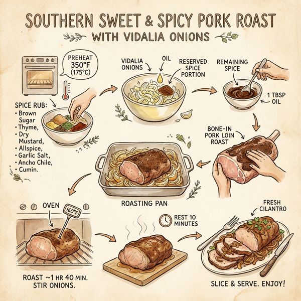 Southern Sweet and Spicy Pork Roast with Vidalia Onions instructions