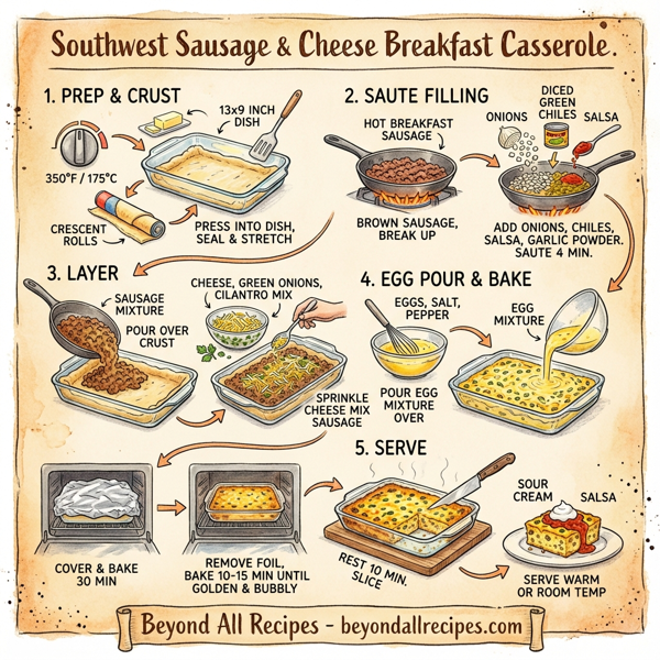 Southwest Sausage & Cheese Breakfast Casserole instructions