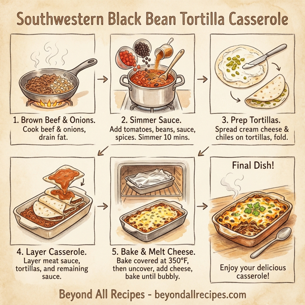 Southwestern Black Bean Tortilla Casserole instructions