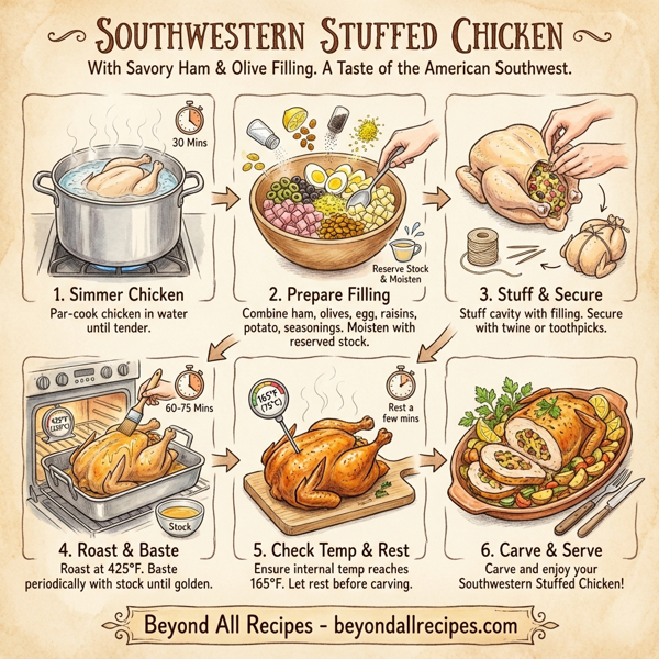 Southwestern Stuffed Chicken with Savory Ham and Olive Filling instructions