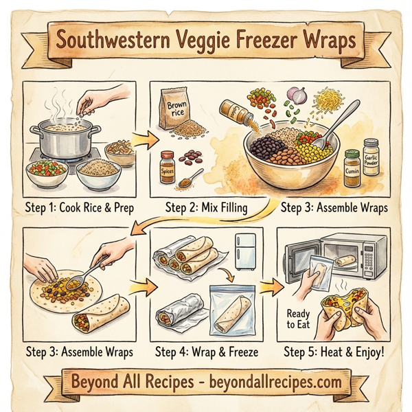 Southwestern Veggie Freezer Wraps instructions
