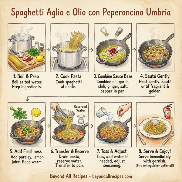 Spaghetti Aglio e Olio con Peperoncino Umbria instructions