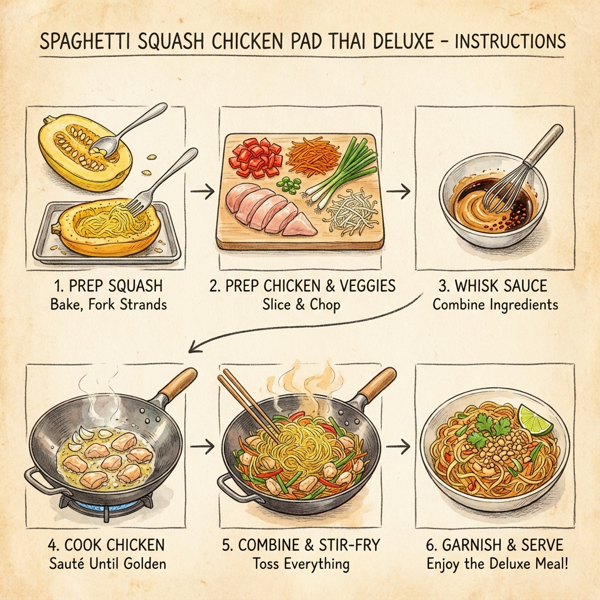 Spaghetti Squash Chicken Pad Thai Deluxe instructions