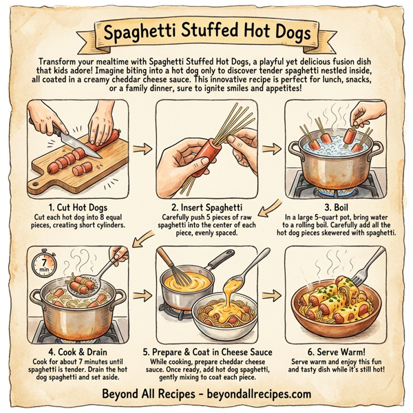 Spaghetti Stuffed Hot Dogs instructions