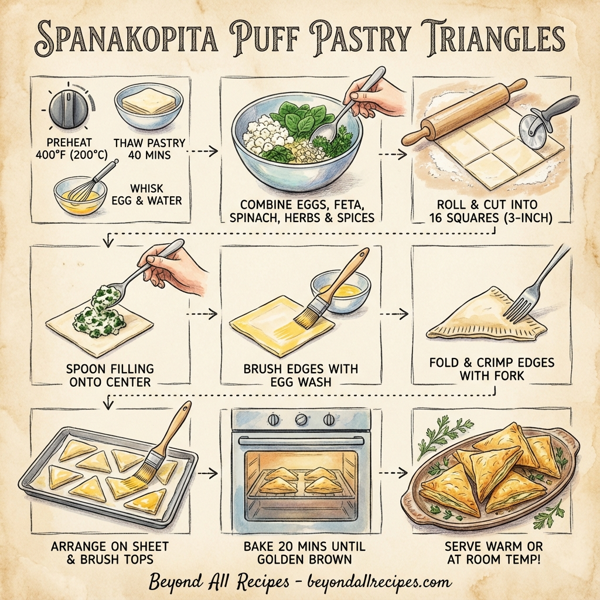 Spanakopita Puff Pastry Triangles with Feta instructions