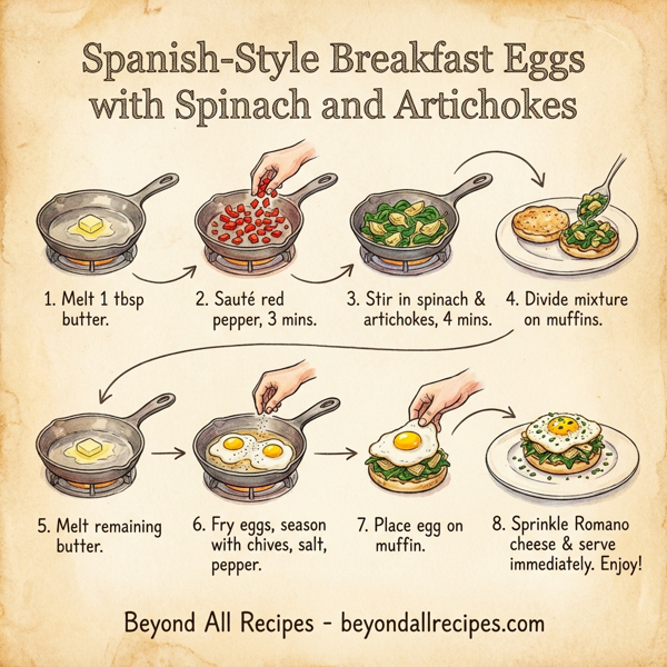 Spanish-Style Breakfast Eggs with Spinach and Artichokes instructions