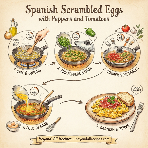 Spanish Scrambled Eggs with Peppers and Tomatoes instructions