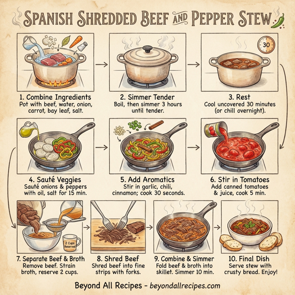 Spanish Shredded Beef and Pepper Stew instructions
