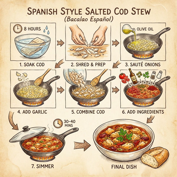 Spanish Style Salted Cod Stew instructions