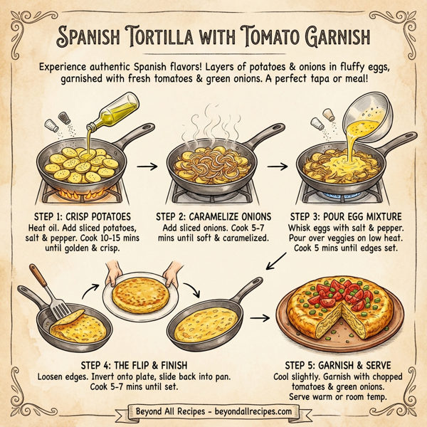 Spanish Tortilla with Tomato Garnish instructions