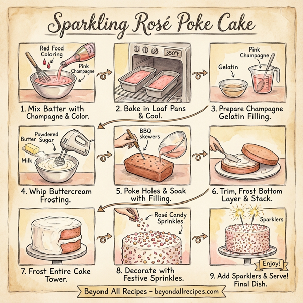 Sparkling Rosé Poke Cake instructions