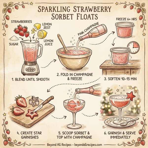 Sparkling Strawberry Sorbet Floats instructions