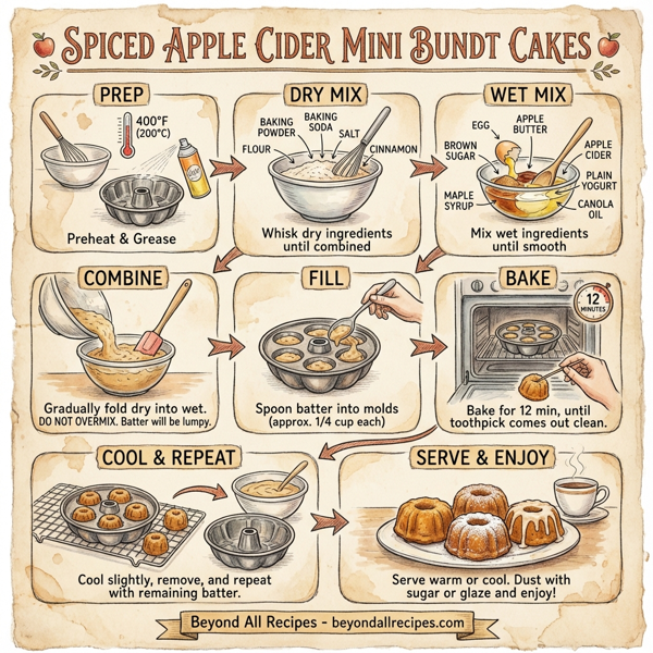 Spiced Apple Cider Mini Bundt Cakes instructions
