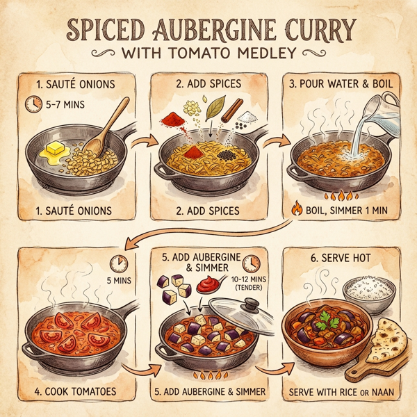 Spiced Aubergine Curry with Tomato Medley instructions