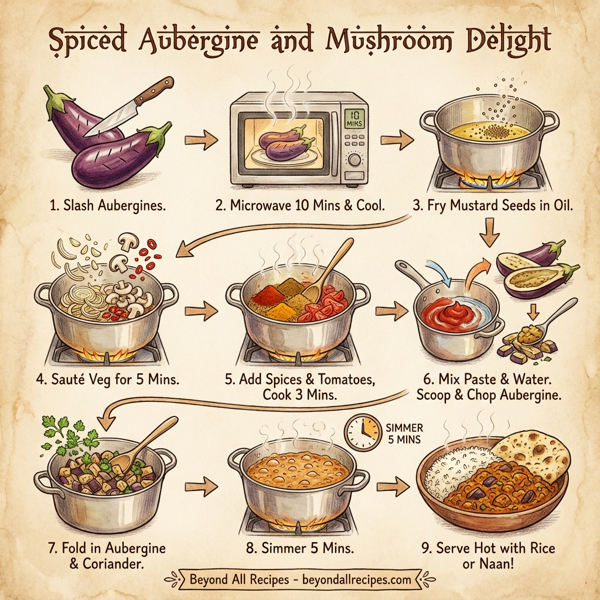 Spiced Aubergine and Mushroom Delight instructions