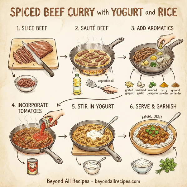 Spiced Beef Curry with Yogurt and Rice instructions