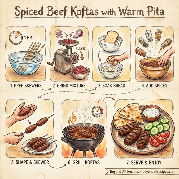 Spiced Beef Koftas with Warm Pita instructions