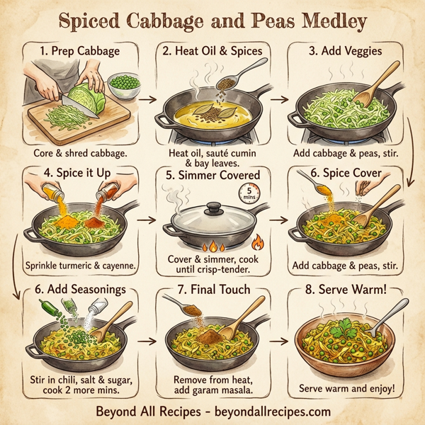 Spiced Cabbage and Peas Medley instructions