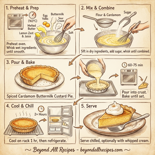 Spiced Cardamom Buttermilk Custard Pie instructions