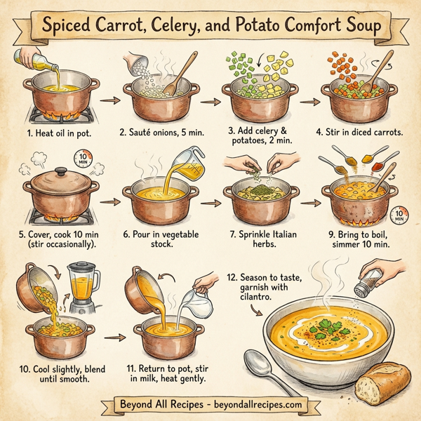 Spiced Carrot, Celery, and Potato Comfort Soup instructions