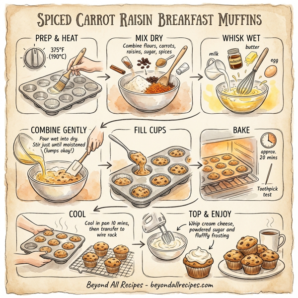 Spiced Carrot Raisin Breakfast Muffins instructions