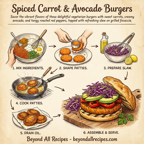 Spiced Carrot & Avocado Burgers instructions