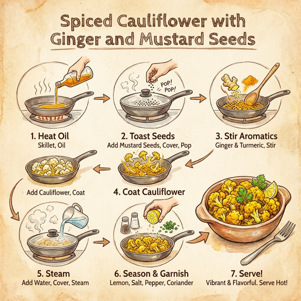 Spiced Cauliflower with Ginger and Mustard Seeds instructions