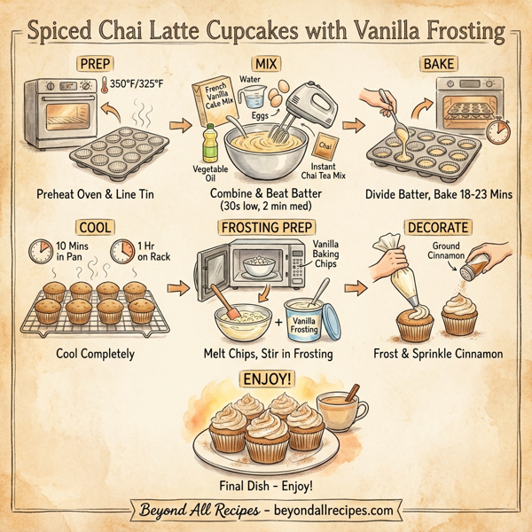 Spiced Chai Latte Cupcakes with Vanilla Frosting instructions